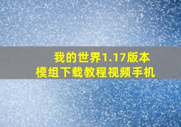 我的世界1.17版本模组下载教程视频手机