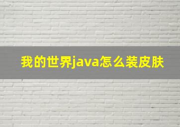 我的世界java怎么装皮肤