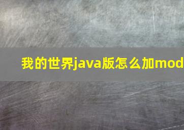 我的世界java版怎么加mod