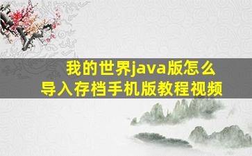 我的世界java版怎么导入存档手机版教程视频