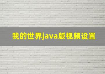 我的世界java版视频设置