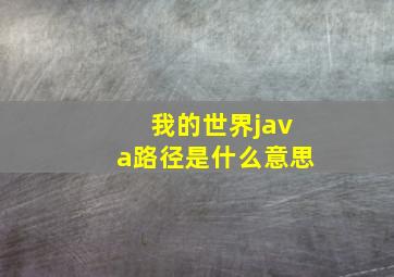 我的世界java路径是什么意思