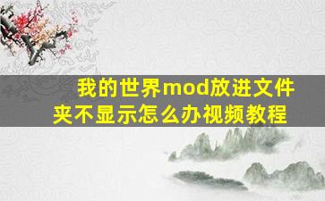 我的世界mod放进文件夹不显示怎么办视频教程