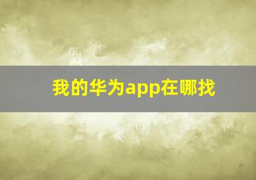 我的华为app在哪找