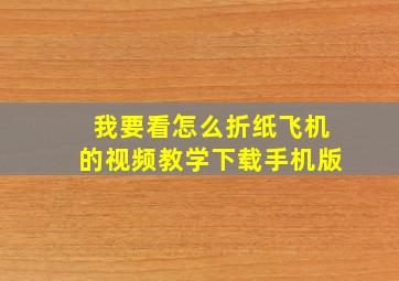 我要看怎么折纸飞机的视频教学下载手机版