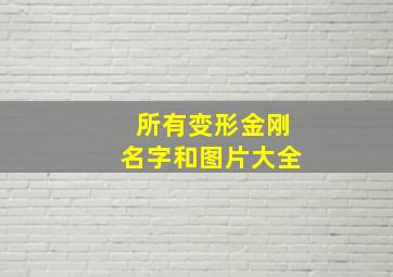 所有变形金刚名字和图片大全