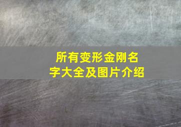 所有变形金刚名字大全及图片介绍