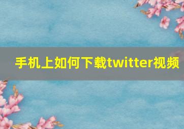 手机上如何下载twitter视频