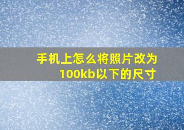 手机上怎么将照片改为100kb以下的尺寸