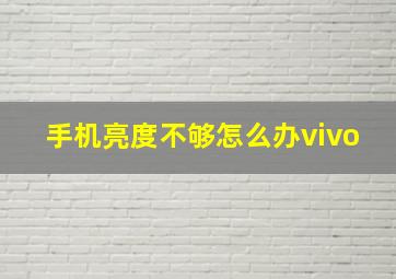 手机亮度不够怎么办vivo