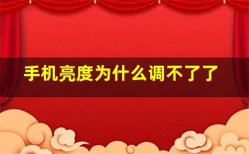 手机亮度为什么调不了了