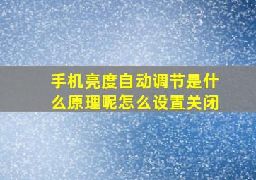 手机亮度自动调节是什么原理呢怎么设置关闭