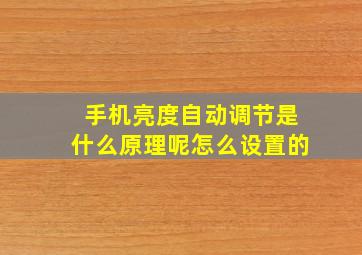 手机亮度自动调节是什么原理呢怎么设置的