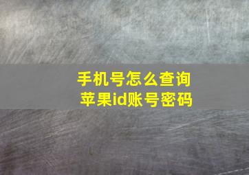 手机号怎么查询苹果id账号密码