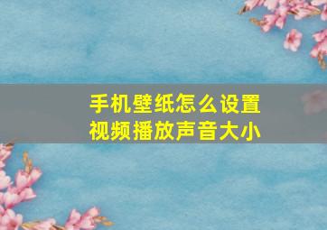 手机壁纸怎么设置视频播放声音大小