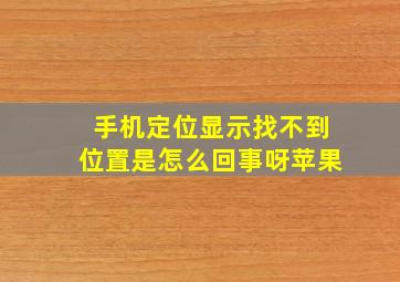 手机定位显示找不到位置是怎么回事呀苹果