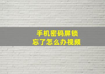 手机密码屏锁忘了怎么办视频