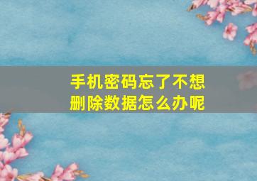 手机密码忘了不想删除数据怎么办呢