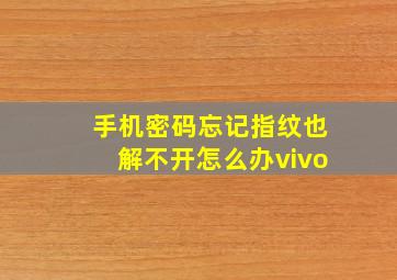 手机密码忘记指纹也解不开怎么办vivo