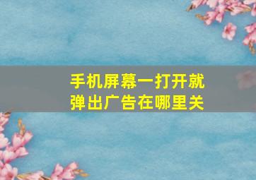 手机屏幕一打开就弹出广告在哪里关