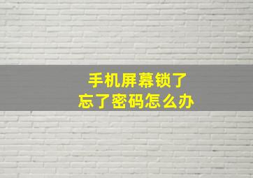 手机屏幕锁了忘了密码怎么办