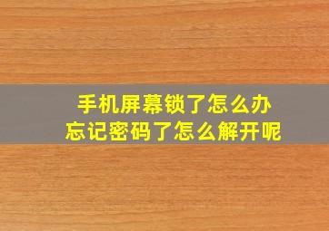 手机屏幕锁了怎么办忘记密码了怎么解开呢