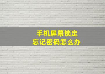 手机屏幕锁定忘记密码怎么办