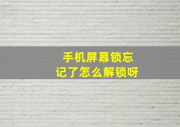 手机屏幕锁忘记了怎么解锁呀