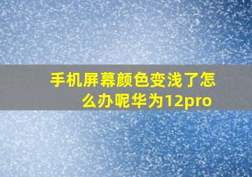 手机屏幕颜色变浅了怎么办呢华为12pro