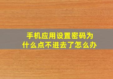 手机应用设置密码为什么点不进去了怎么办