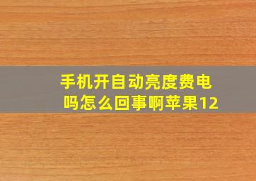 手机开自动亮度费电吗怎么回事啊苹果12