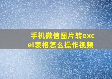 手机微信图片转excel表格怎么操作视频