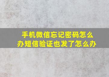 手机微信忘记密码怎么办短信验证也发了怎么办