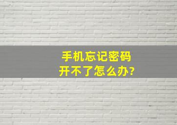 手机忘记密码开不了怎么办?