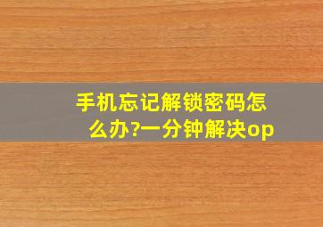 手机忘记解锁密码怎么办?一分钟解决op