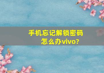 手机忘记解锁密码怎么办vivo?