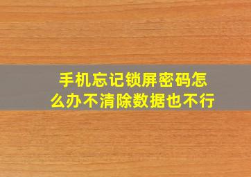 手机忘记锁屏密码怎么办不清除数据也不行