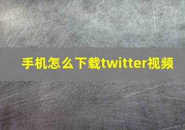 手机怎么下载twitter视频