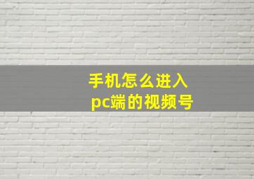 手机怎么进入pc端的视频号