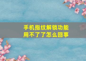 手机指纹解锁功能用不了了怎么回事