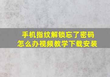 手机指纹解锁忘了密码怎么办视频教学下载安装