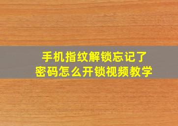 手机指纹解锁忘记了密码怎么开锁视频教学