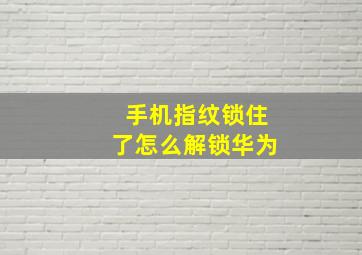 手机指纹锁住了怎么解锁华为