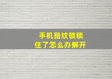 手机指纹锁锁住了怎么办解开