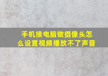 手机接电脑做摄像头怎么设置视频播放不了声音