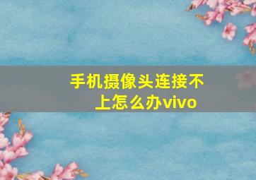 手机摄像头连接不上怎么办vivo