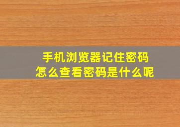 手机浏览器记住密码怎么查看密码是什么呢