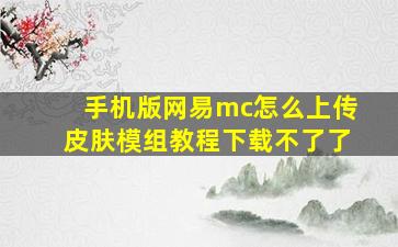 手机版网易mc怎么上传皮肤模组教程下载不了了