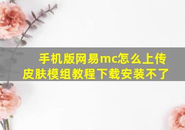 手机版网易mc怎么上传皮肤模组教程下载安装不了