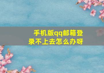 手机版qq邮箱登录不上去怎么办呀